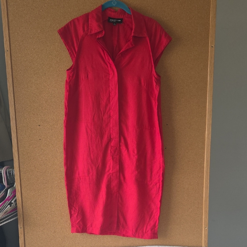 Linen Jones New York Red Midi Dress Sz 4